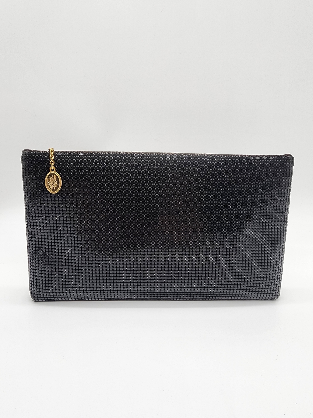 Whiting & Davis Vintage Y2K Mesh Metal Black Clutch Shoulder Bag USA